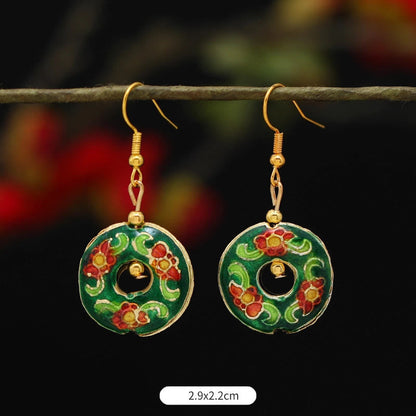 Buddhist Blessing Lotus Butterfly Flower Alloy Copper Enlightenment Drop Earrings