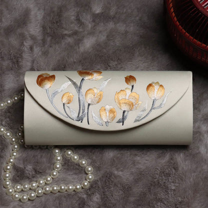 Buddhist Blessing Peony Tulip Su Embroidery Wedding Shopping Purse Handbag Crossbody Bag