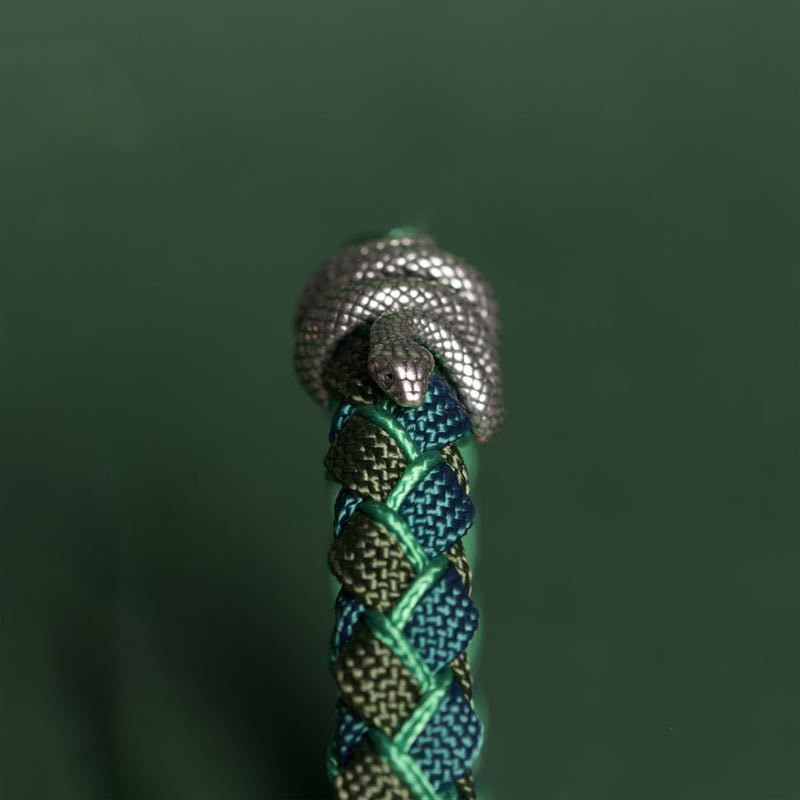 Buddhist Blessing Year of the Snake 999 Sterling Silver String Protection Braided Bracelet