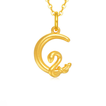 Buddhist Blessing 999 Gold Moon Year Of The Snake Luck Necklace Pendant
