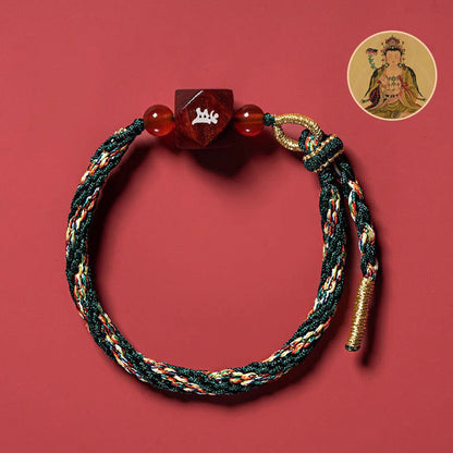 Buddhist Blessing Chinese Zodiac Natal Buddha Small Leaf Red Sandalwood Red String Protection Bracelet