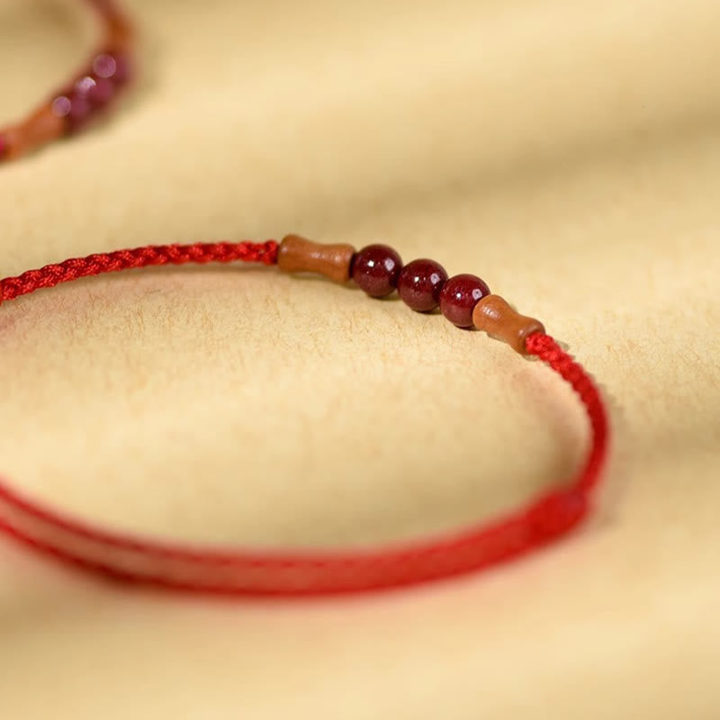 Buddhist Blessing Cinnabar Beads Peach Wood Blessing String Bracelet