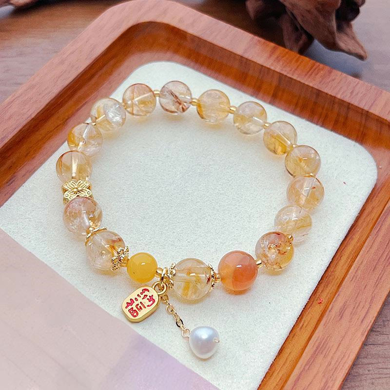 Buddhist Blessing Natural Citrine Beads Nafu Pleasure Bracelet