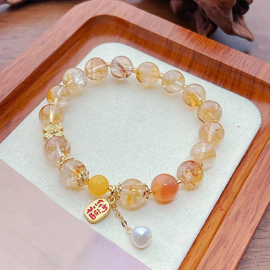 Buddhist Blessing Natural Citrine Beads Nafu Pleasure Bracelet