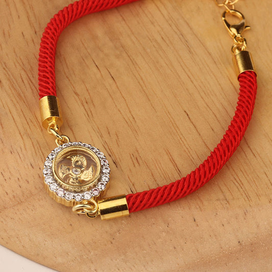 Buddhist Blessing Red String Copper Brass Rotatable Windmill Feng Sheng Shui Qi Protection Braided Bracelet