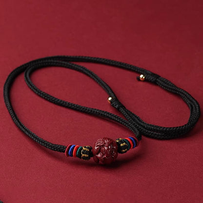Buddhist Blessing Cinnabar Chinese Zodiac Black String Blessing Necklace Pendants