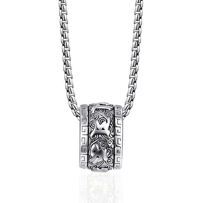 Buddhist Blessing Tibetan Om Mani Padme Hum Titanium Steel Peace Necklace Pendant