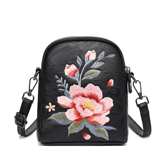 Buddhist Blessing Lotus Su Embroidery Journey Shopping Purse Shoulder Bag Crossbody Bag