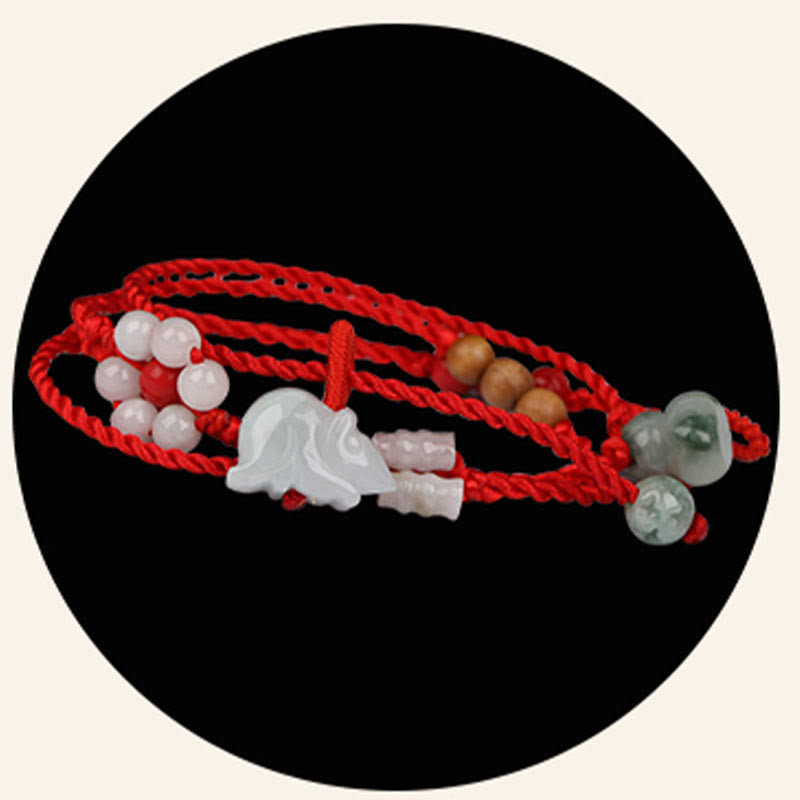 Buddhist Blessing Chinese Zodiac Peach Wood Blessing Red String Belly Chain