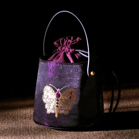 Buddhist Blessing Butterfly Song Brocade Crossbody Bag Shoudler Bag