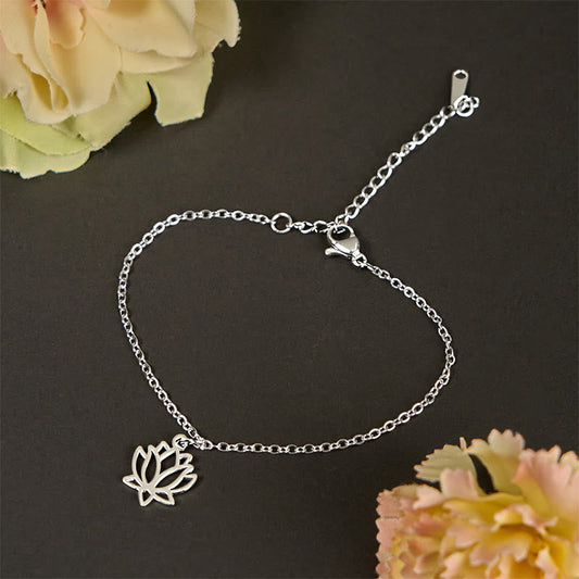 Buddhist Blessing Lotus Pattern Titanium Steel Enlightenment Bracelet