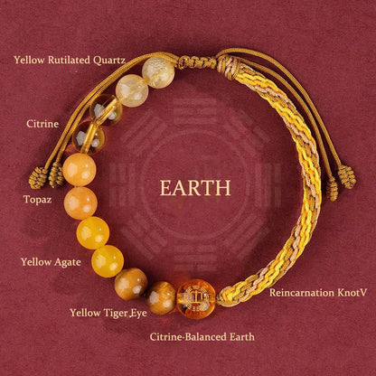 Buddhist Blessing Five Elements Various Crystal Agate Wealth Reincarnation Knot Braid Bracelet