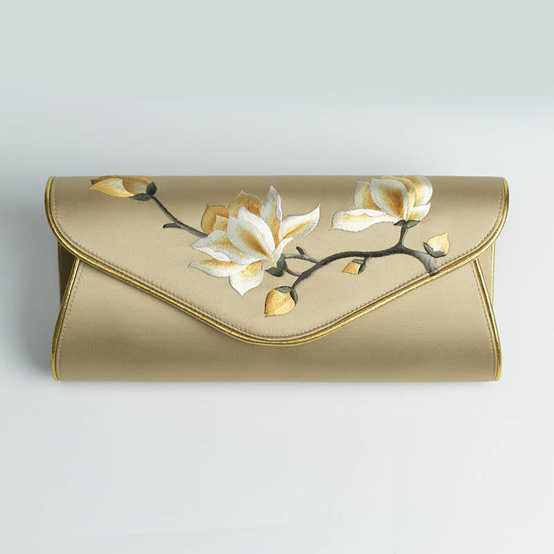 Buddhist Blessing Magnolia Su Embroidery Wedding Shopping Purse Handbag Crossbody Bag