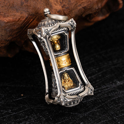 Buddhist Blessing 925 Sterling Silver Tibetan Zakiram Goddess of Wealth Blessing Necklace Pendant