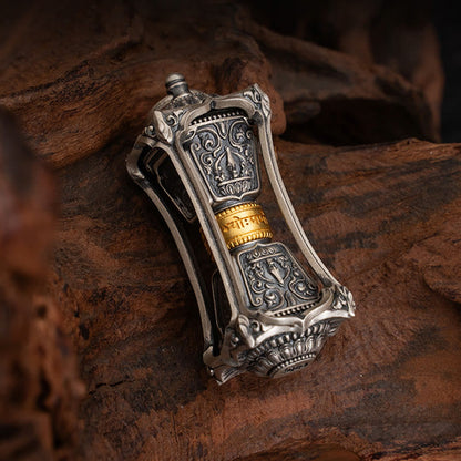 Buddhist Blessing 925 Sterling Silver Tibetan Zakiram Goddess of Wealth Blessing Necklace Pendant