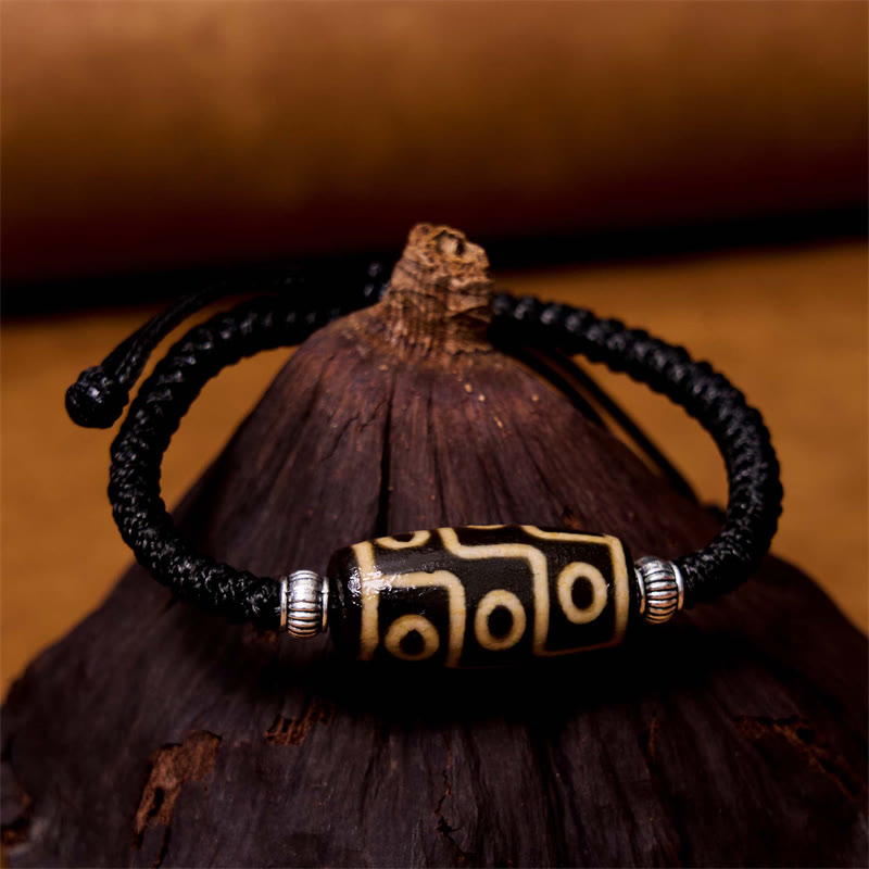 Buddhist Blessing Tibetan Nine-Eye Dzi Bead Three-eyed Dzi Bead Wealth Protection Rope Bracelet