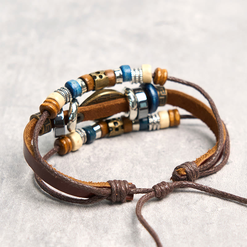 Buddhist Blessing Tibetan Evil Eye Leather Adjustable Protection Bracelet