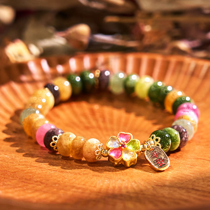 Buddhist Blessing Tourmaline Jade Safe And Well Love Bracelet