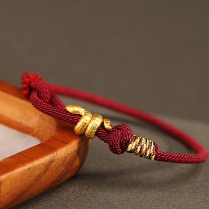 Buddhist Blessing 999 Gold Year of the Snake Design Handmade Luck Protection Rope Braided Bracelet