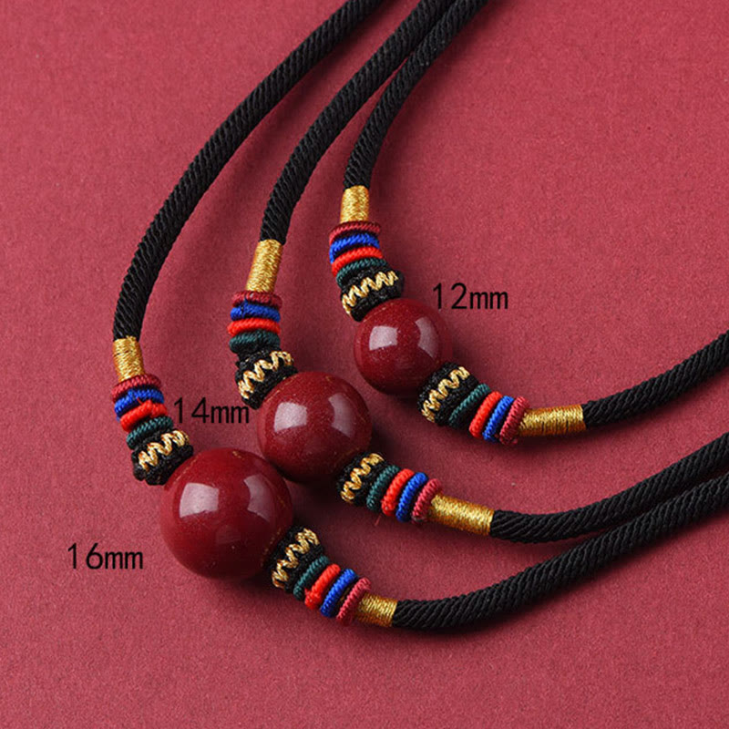Buddhist Blessing Cinnabar Lucky Bead Keep Away Evil Spirits Necklace Pendant