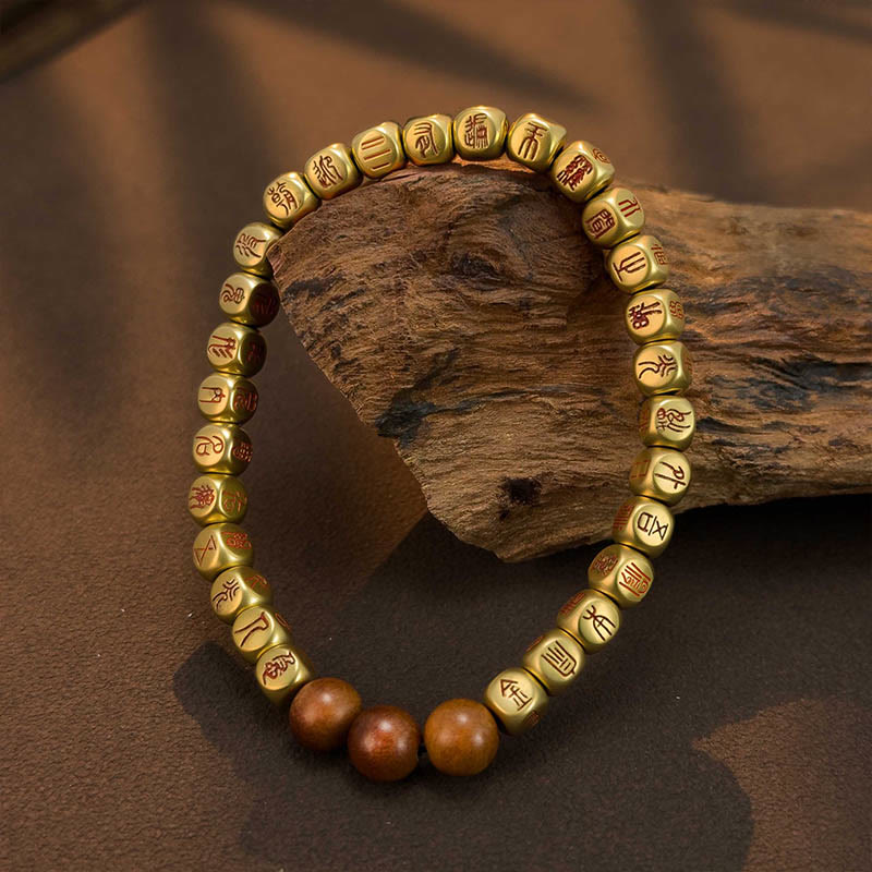 Buddhist Blessing Copper Brass Lightning Struck Jujube Wood Beads Wealth Bracelet