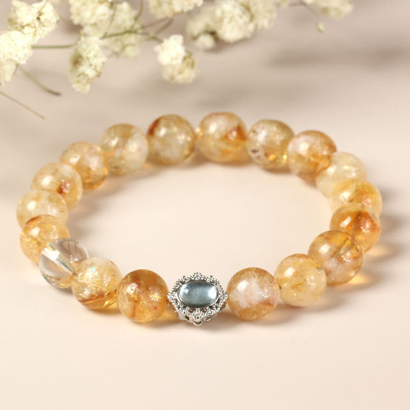 Buddhist Blessing Natural Citrine Rutilated Quartz Prosperity Bracelet