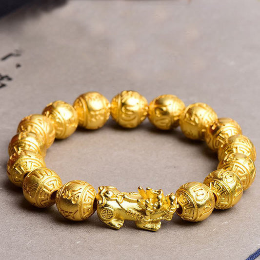 Buddhist Blessing PiXiu Om Mani Padme Hum Carved Wealth Bracelet