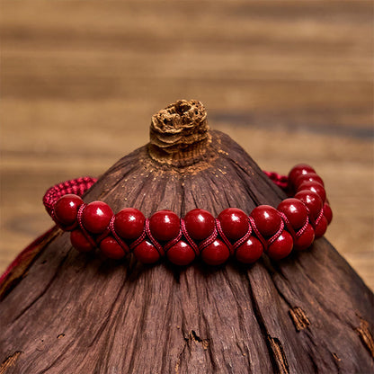Buddhist Blessing Natural Tiger Eye Cinnabar Hand-woven Double Row Beads Protection Bracelet