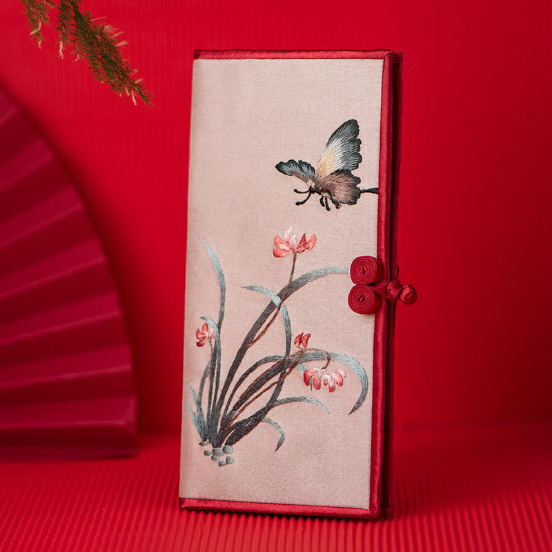 Buddhist Blessing Butterfly Orchid Su Embroidery Journey Shopping Purse Handbag