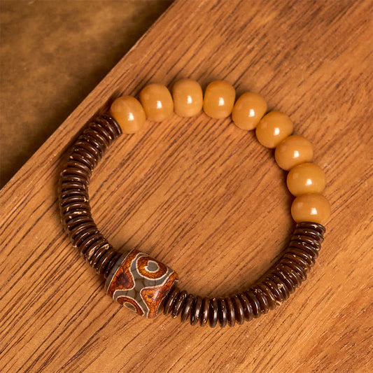 Buddhist Blessing Tibetan Bodhi Seed Dzi Bead Coconut Shell Wisdom Bracelet