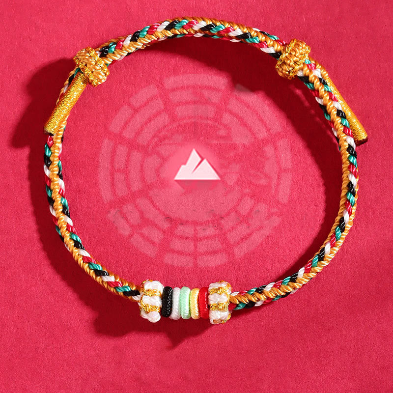 Buddhist Blessing Five Elements Colorful String Completeness Knot Reef Knot Braid Luck Bracelet