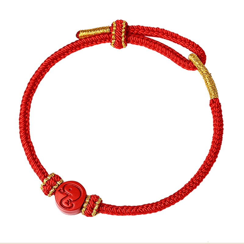 Buddhist Blessing Chinese Zodiac Red String Eight Thread Peace Knot Cinnabar Protection Luck Bracelet