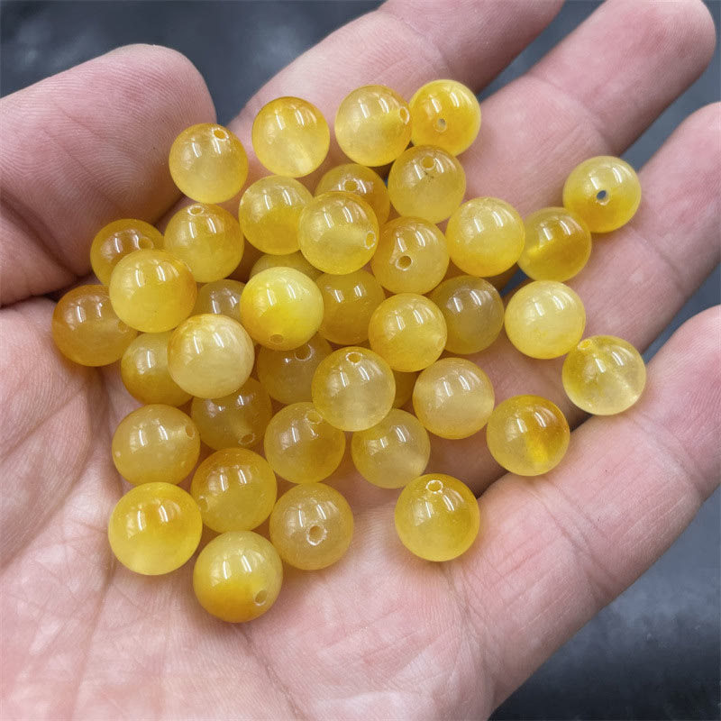 Buddhist Blessing Quartzite Jade Dyed Yellow Beads Peace Concentration Bracelet