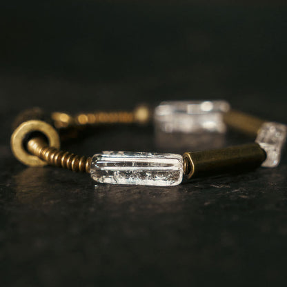 Buddhist Blessing Copper Square White Crystal Luck Bracelet