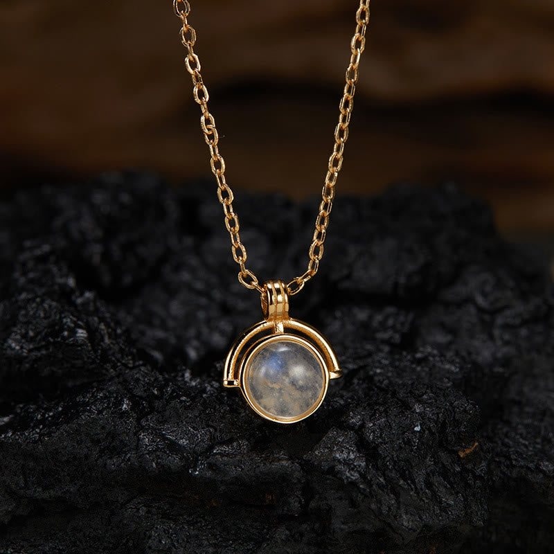 Buddhist Blessing Red Agate Tiger Eye Aquamarine Moonstone 925 Sterling Silver Confidence Necklace Pendant