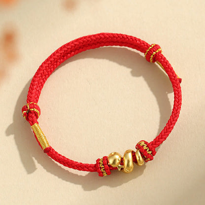 Buddhist Blessing Handmade 999 Sterling Silver Golden Year Of Snake Red String Protection Braided Bracelet