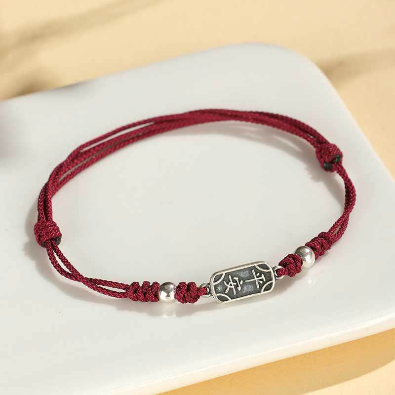 Buddhist Blessing Handmade 925 Sterling Silver Peace And Joy Safe Well Protection Braided Bracelet