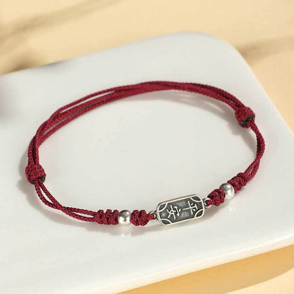 Buddhist Blessing Handmade 925 Sterling Silver Peace And Joy Safe Well Protection Braided Bracelet