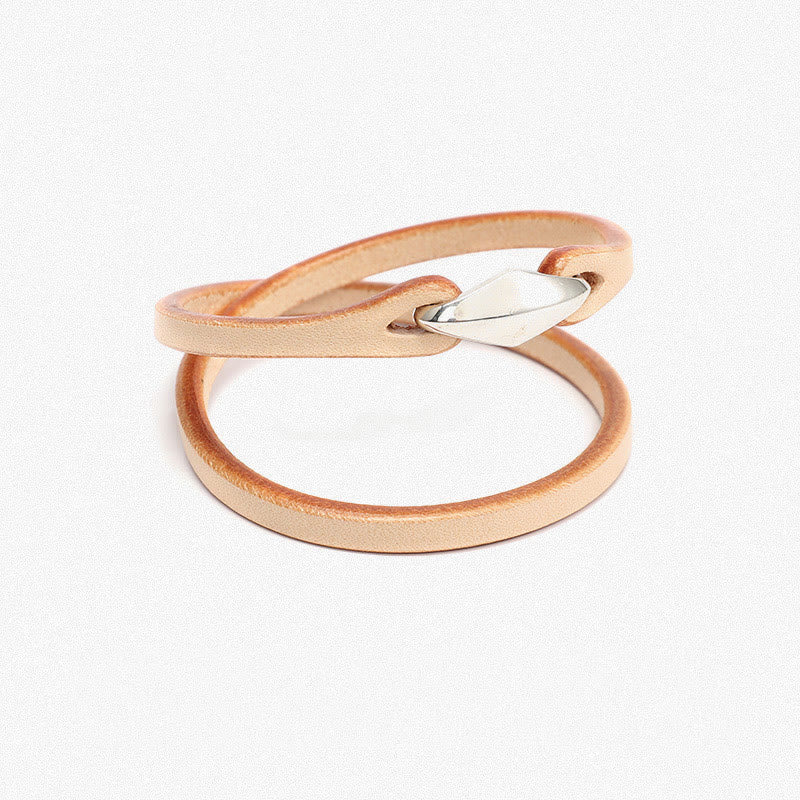 Buddhist Blessing 925 Sterling Silver Leather Multi-turn Protection Bracelet