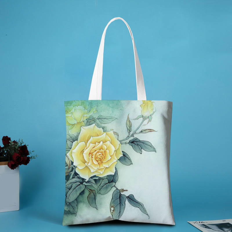 Buddhist Blessing Canvas Peony Shoulder Bag