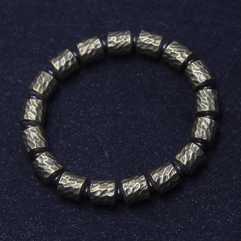 Buddhist Blessing Copper Meteorite Crater Pattern Luck Bracelet