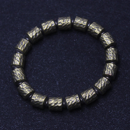 Buddhist Blessing Copper Meteorite Crater Pattern Luck Bracelet