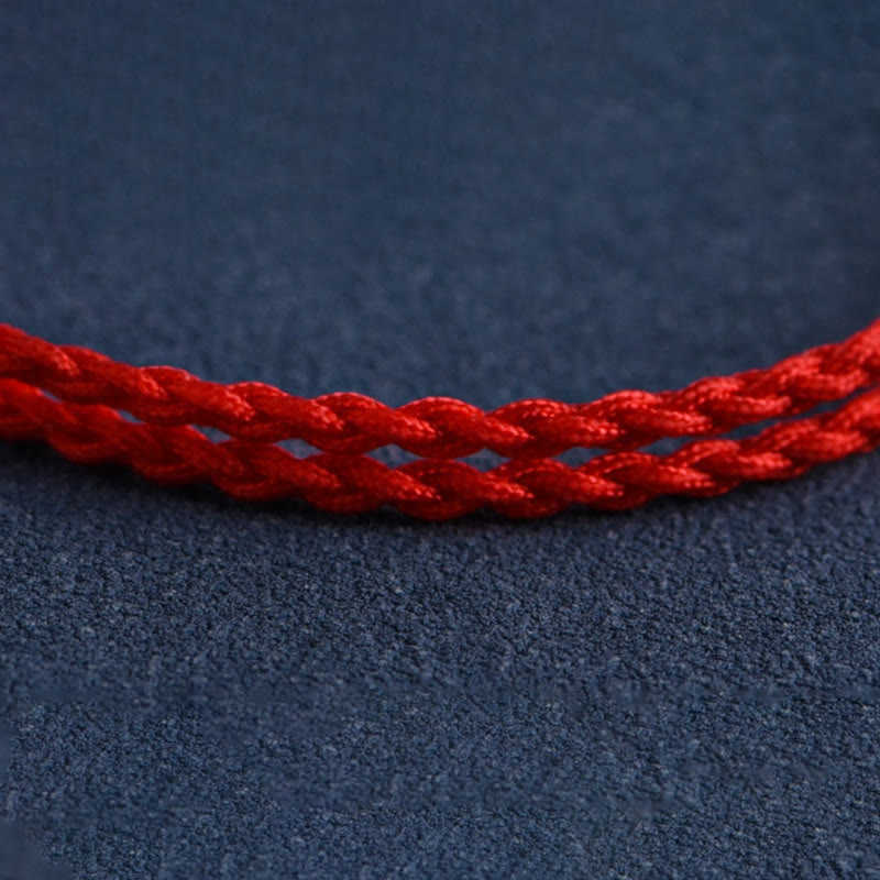 Buddhist Blessing Natural Peach Wood Bead Ward Off Evil Spirits Braided Bracelet