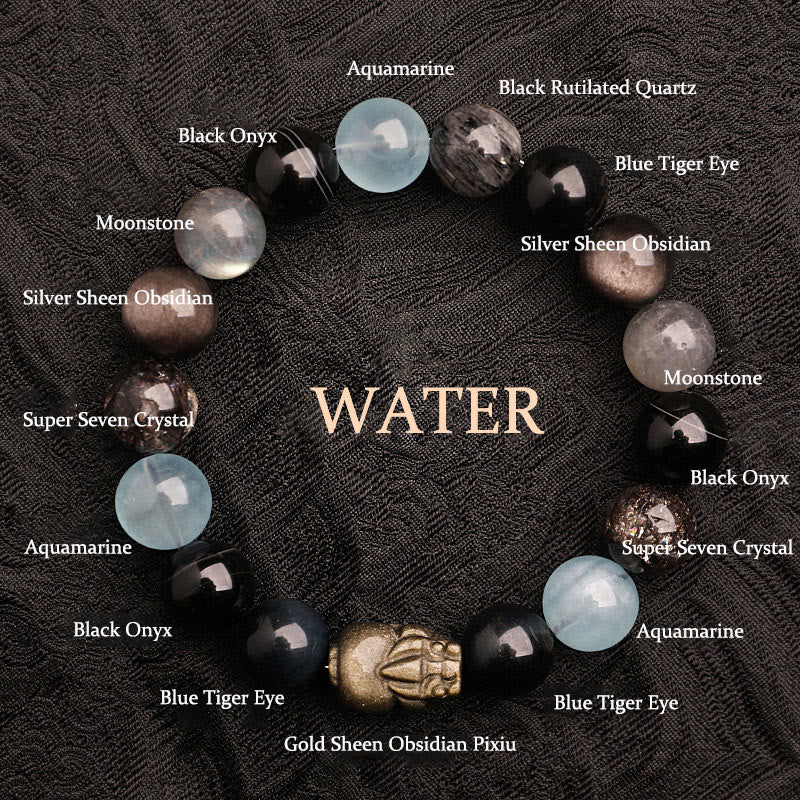 Buddhist Blessing Five Elements Various Agate Crystal Green Strawberry Quartz Moss Agate Green Phantom Luck Bracelet