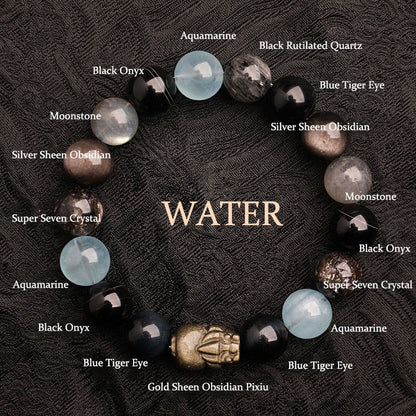 Buddhist Blessing Five Elements Various Agate Crystal Green Strawberry Quartz Moss Agate Green Phantom Luck Bracelet