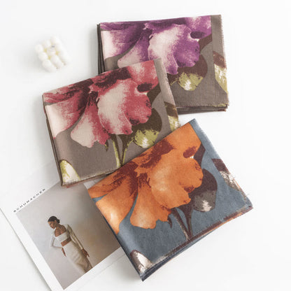 Buddhist Blessing Tibetan Shawl Artistic Style Hibiscus Syriacus Print Fall Winter Cozy Warm Scarf Wrap