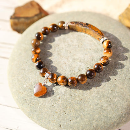 Buddhist Blessing Natural Quartz Love Heart Healing Beads Bracelet