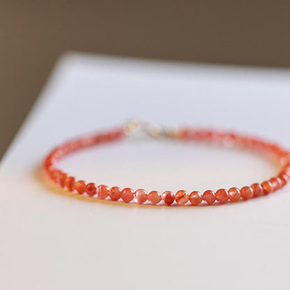 Buddhist Blessing Natural Cherry Persimmon Red Agate Ultra-thin Beads Confidence Bracelet