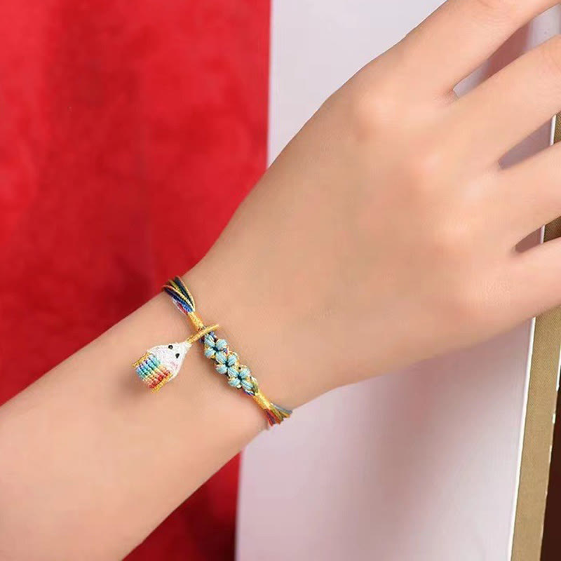 Buddhist Blessing Colorful Rope Peach Blossom Knot Zongzi Braided Bracelet