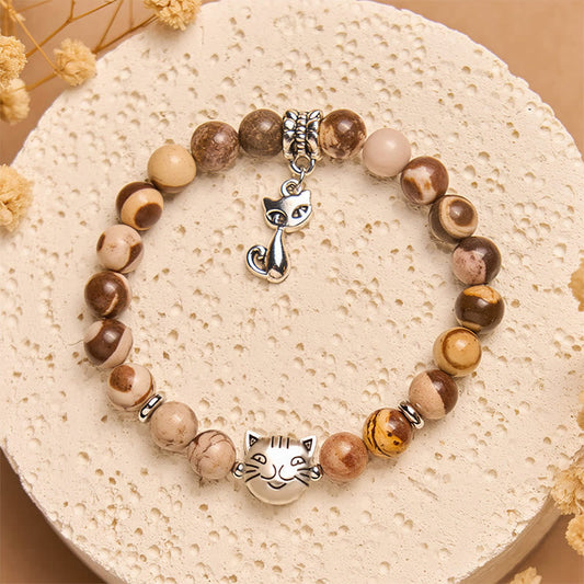Buddhist Blessing Zebra Jasper Agate Bead Positive Bracelet
